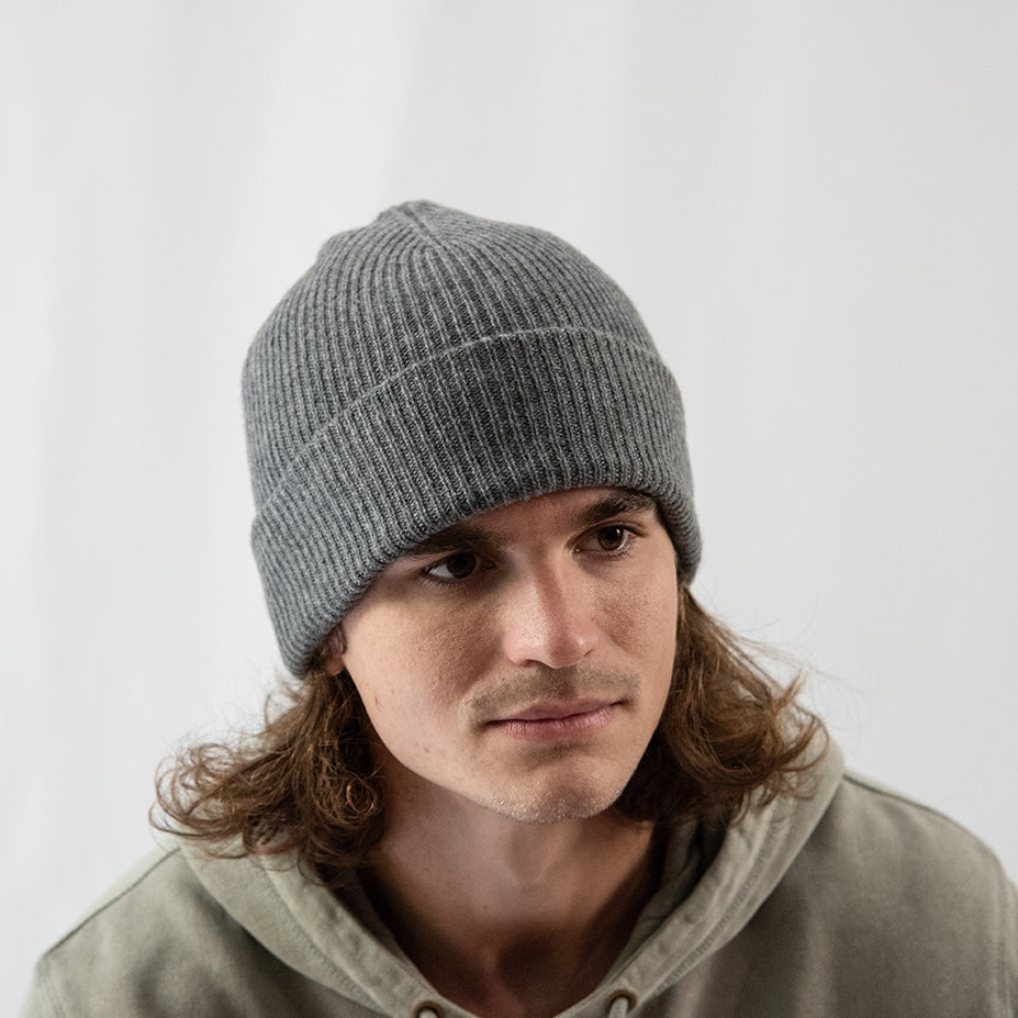 Grey Cashmere Merino Wool Beanie