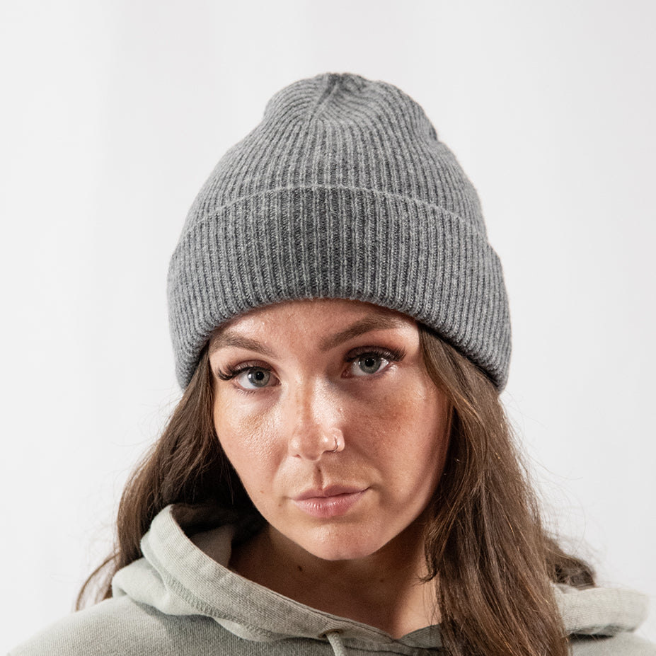 Grey Cashmere Merino Wool Beanie