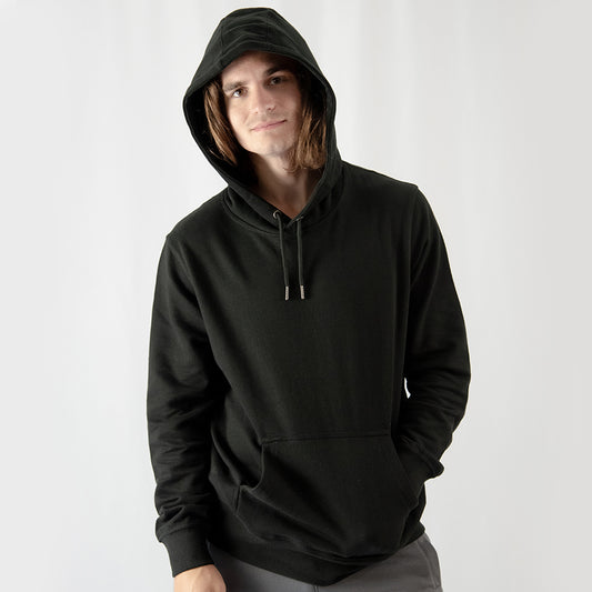 Black GOTS® Organic Cotton French Terry Hooded Sweatshirt